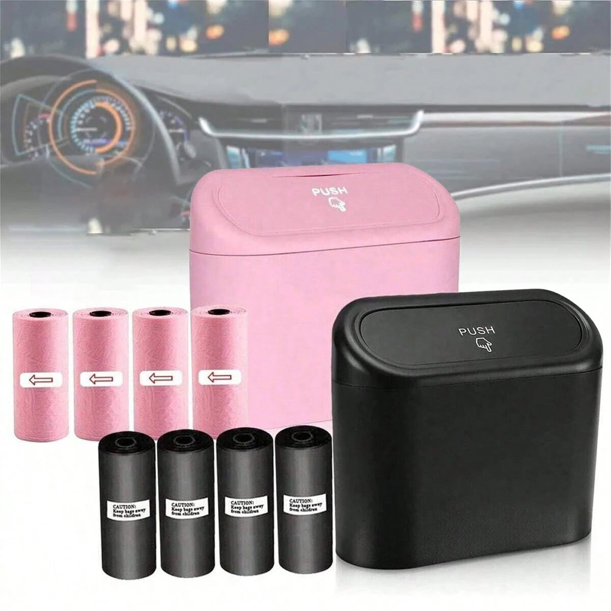 Leak-Proof Car Trash Can with Lid